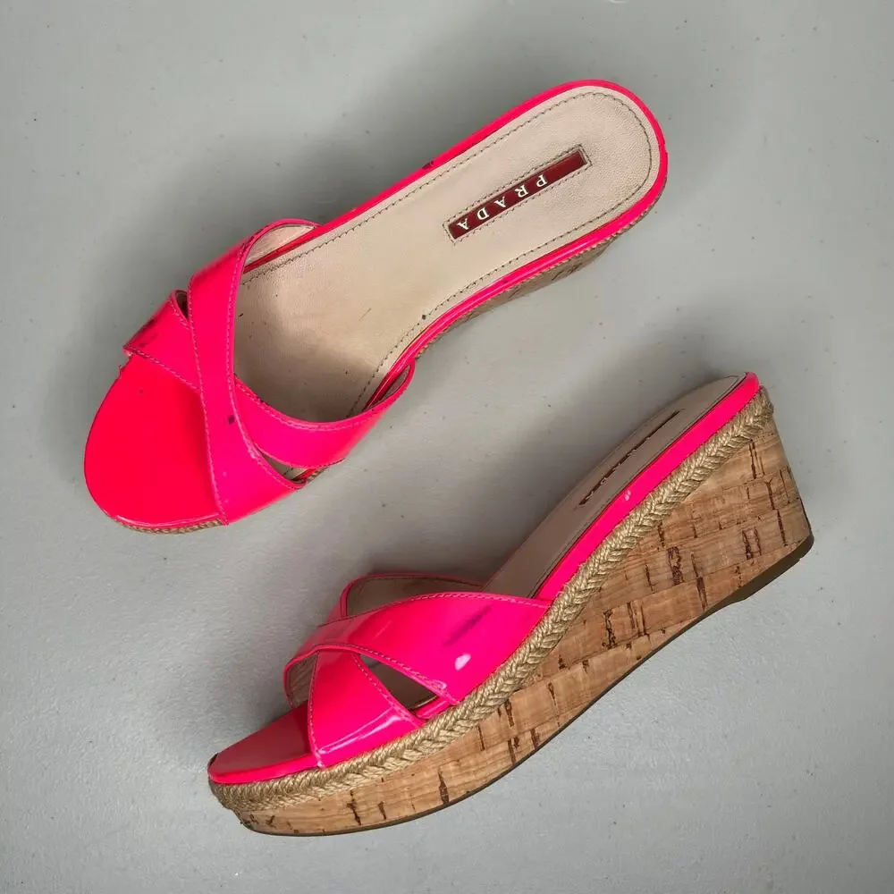 Prada Cork Wedge Platform Sandal Size 36.5 - Picture 6 of 11